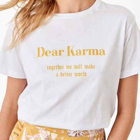 Trendyol White 'Dear Karma' T-Shirt